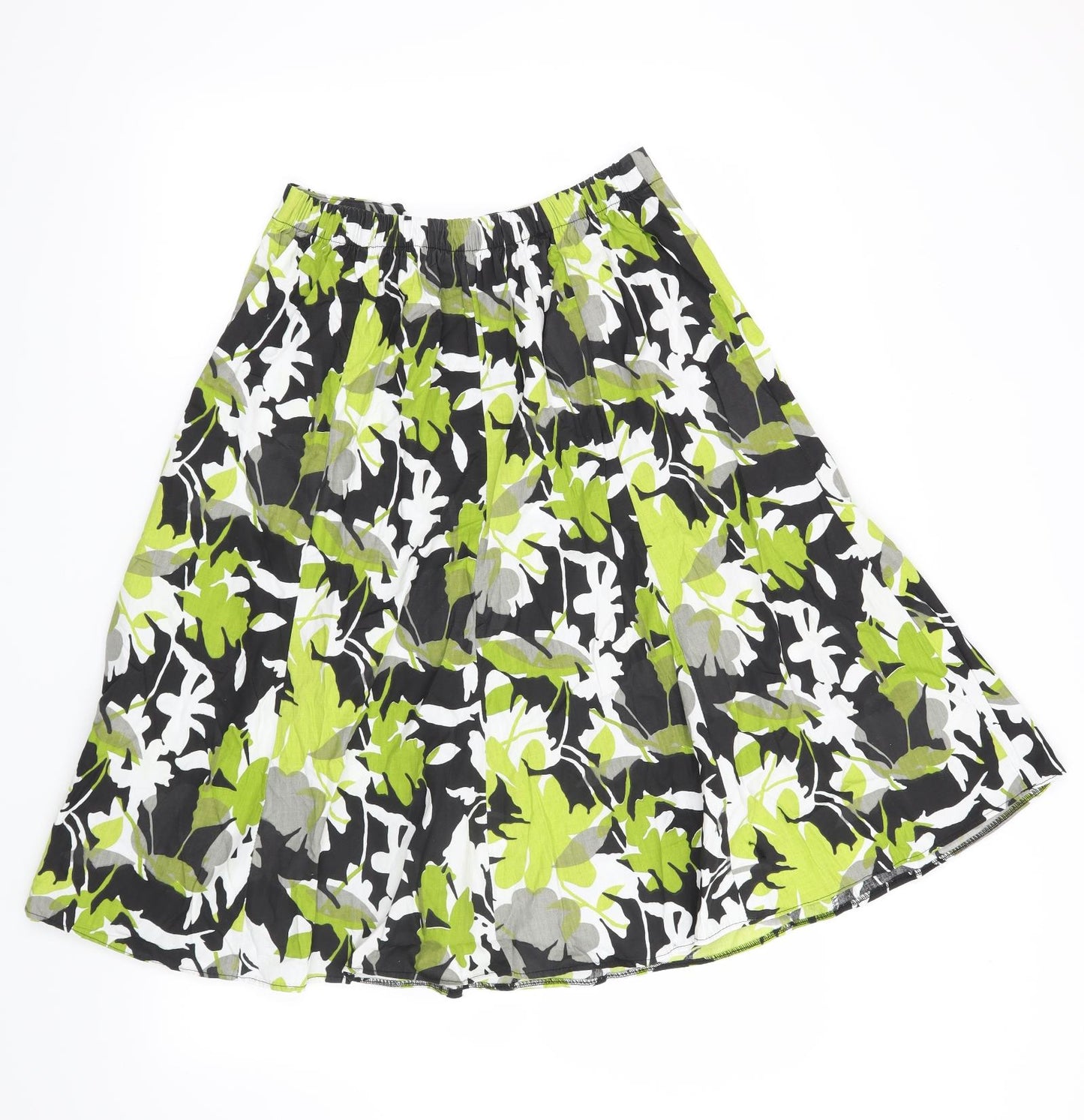 Preworn Womens Green Floral  A-Line Skirt Size 28 in