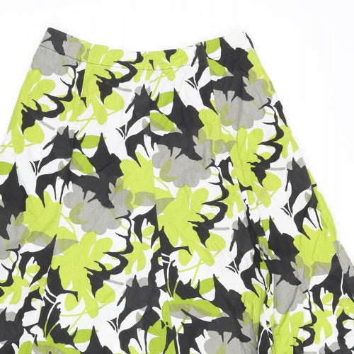 Preworn Womens Green Floral  A-Line Skirt Size 28 in