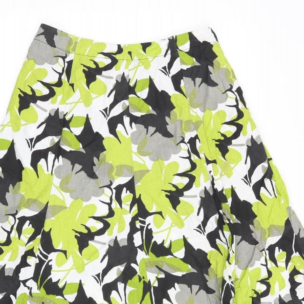 Preworn Womens Green Floral  A-Line Skirt Size 28 in