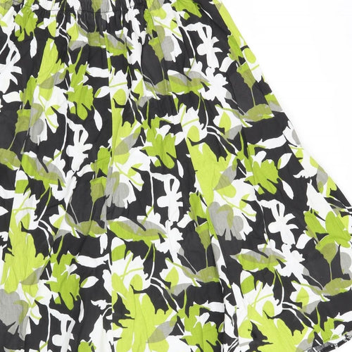 Preworn Womens Green Floral  A-Line Skirt Size 28 in
