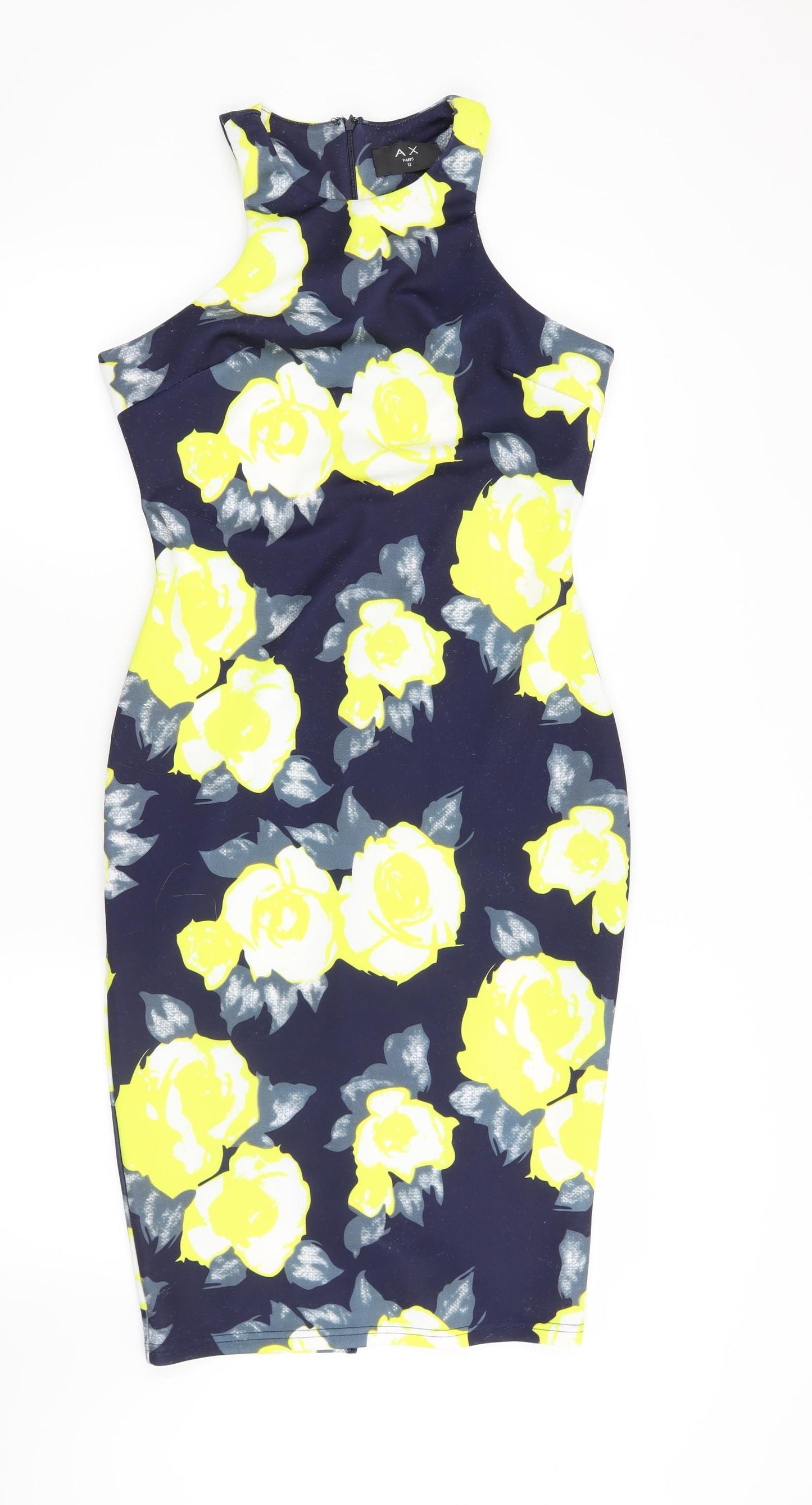 AX Paris Womens Blue Floral  Bodycon  Size 12