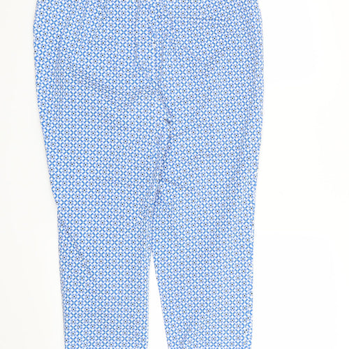 Marks and Spencer Womens Blue Geometric  Trousers  Size 14 L23 in