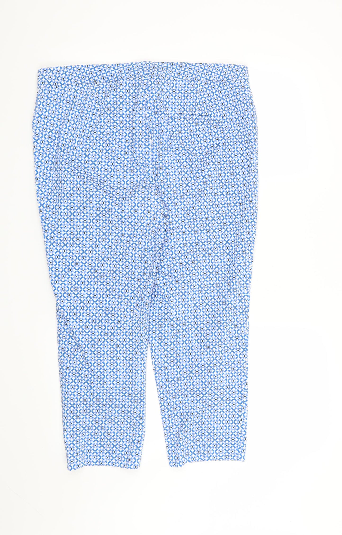 Marks and Spencer Womens Blue Geometric  Trousers  Size 14 L23 in