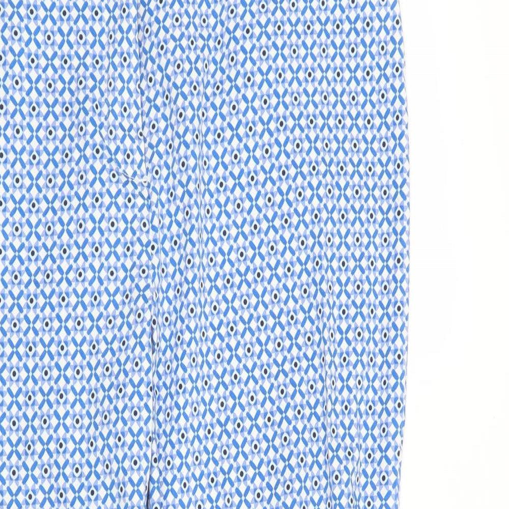 Marks and Spencer Womens Blue Geometric  Trousers  Size 14 L23 in