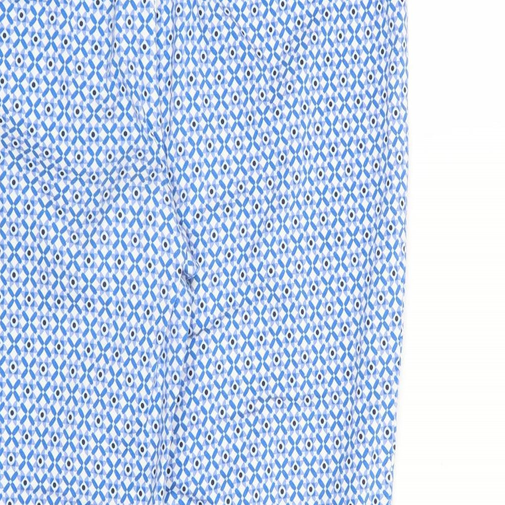 Marks and Spencer Womens Blue Geometric  Trousers  Size 14 L23 in