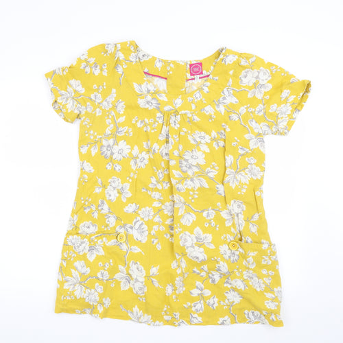 Joules Womens Yellow Floral  Basic Blouse Size 12