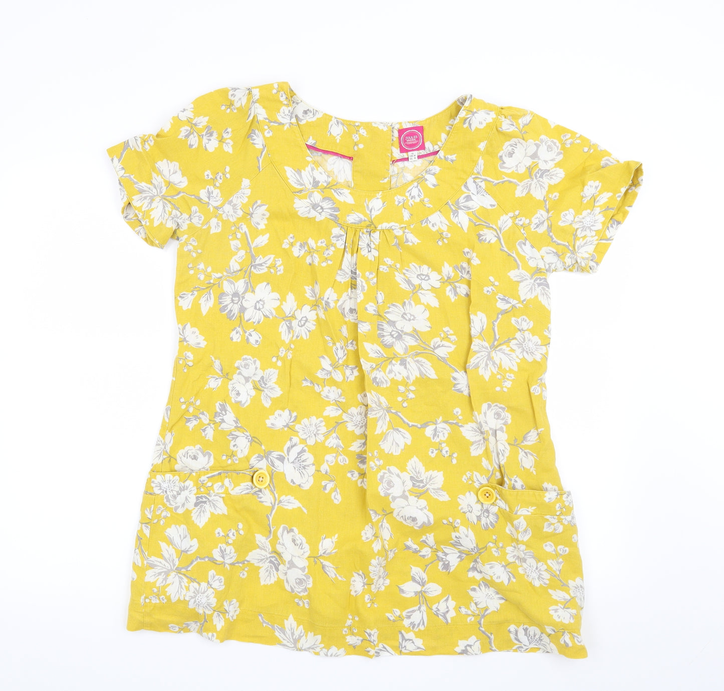 Joules Womens Yellow Floral  Basic Blouse Size 12