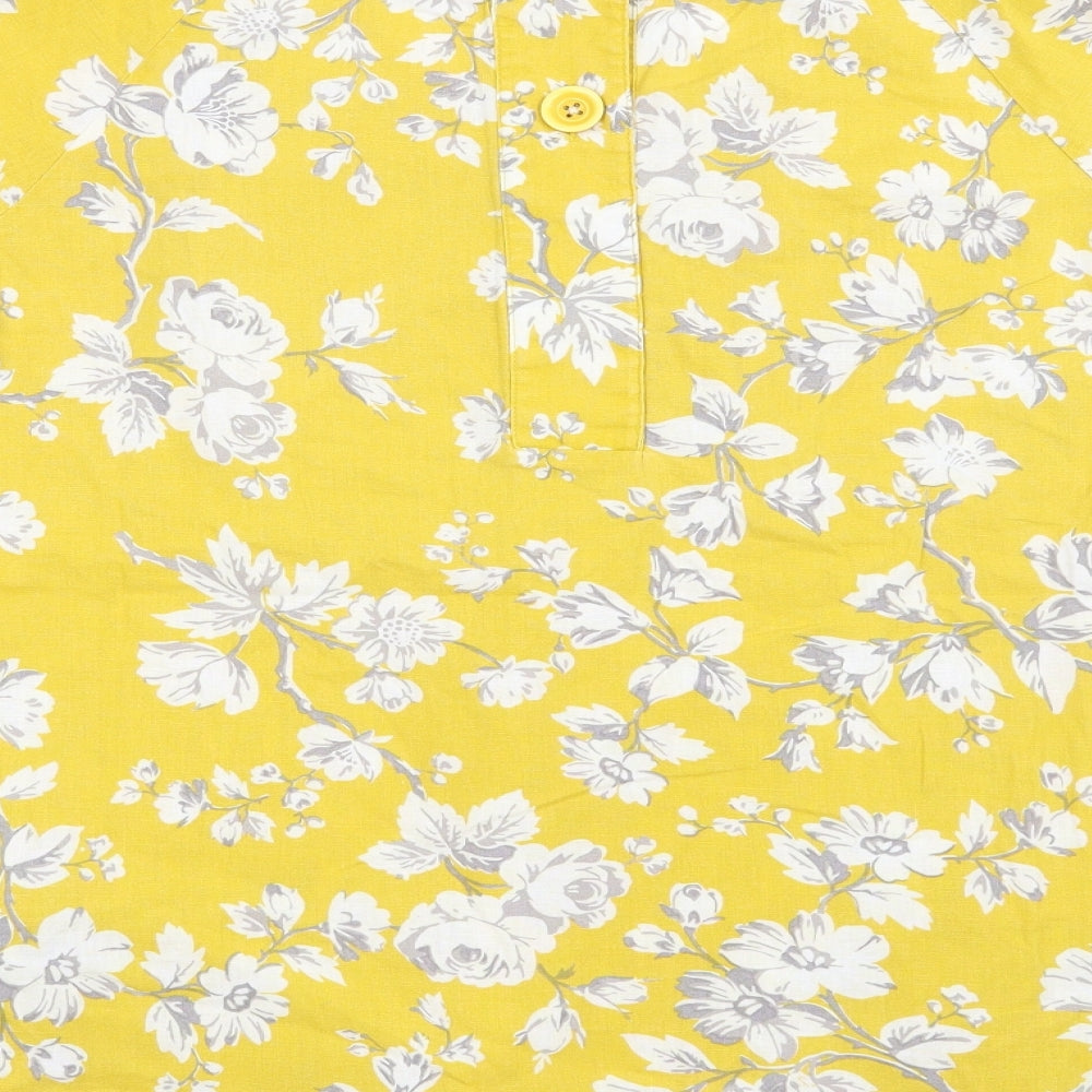 Joules Womens Yellow Floral  Basic Blouse Size 12