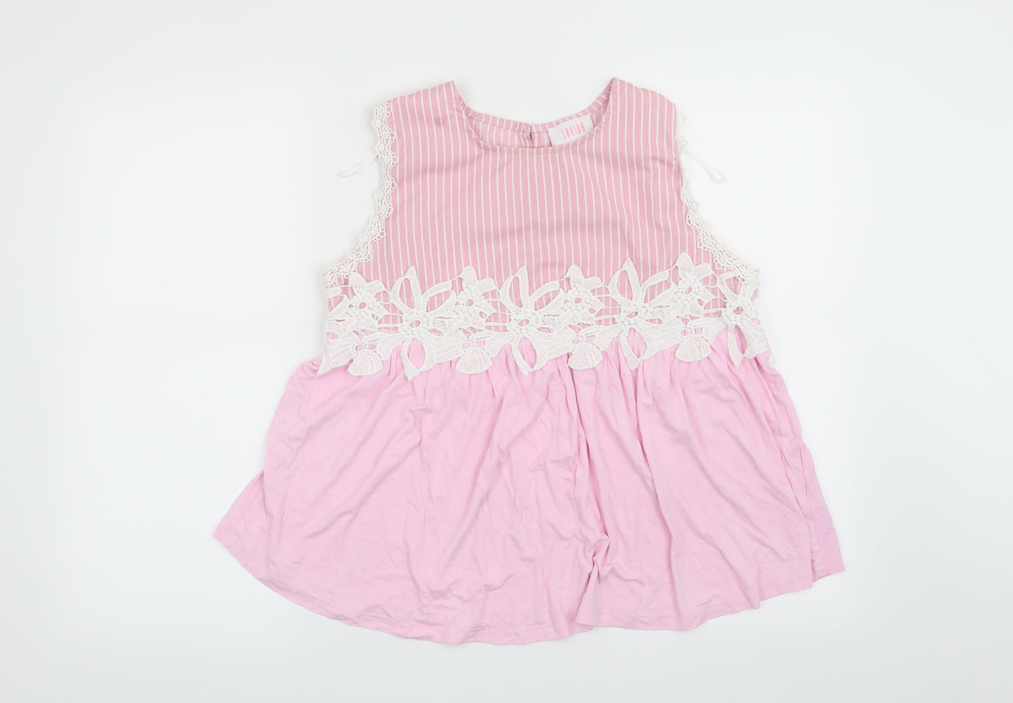 Savida Womens Pink Striped  Basic Blouse Size S
