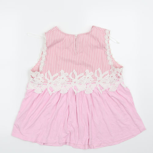 Savida Womens Pink Striped  Basic Blouse Size S