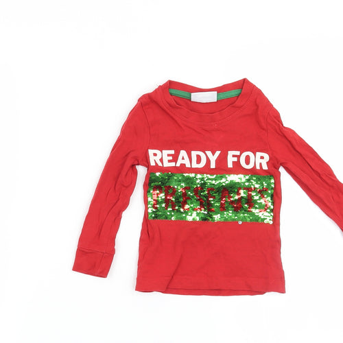 Lily & Dan Boys Red   Basic T-Shirt Size 12-18 Months  - Christmas Ready for Presents