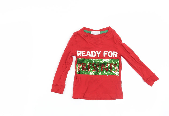 Lily & Dan Boys Red   Basic T-Shirt Size 12-18 Months  - Christmas Ready for Presents