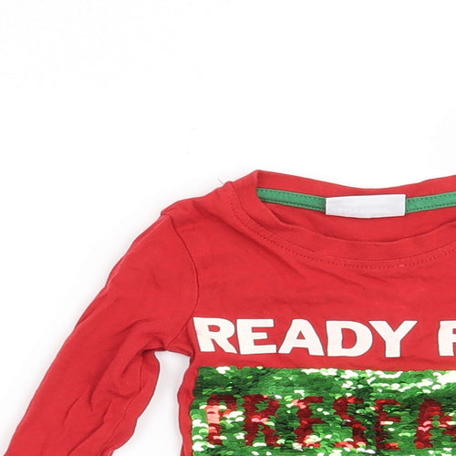 Lily & Dan Boys Red   Basic T-Shirt Size 12-18 Months  - Christmas Ready for Presents