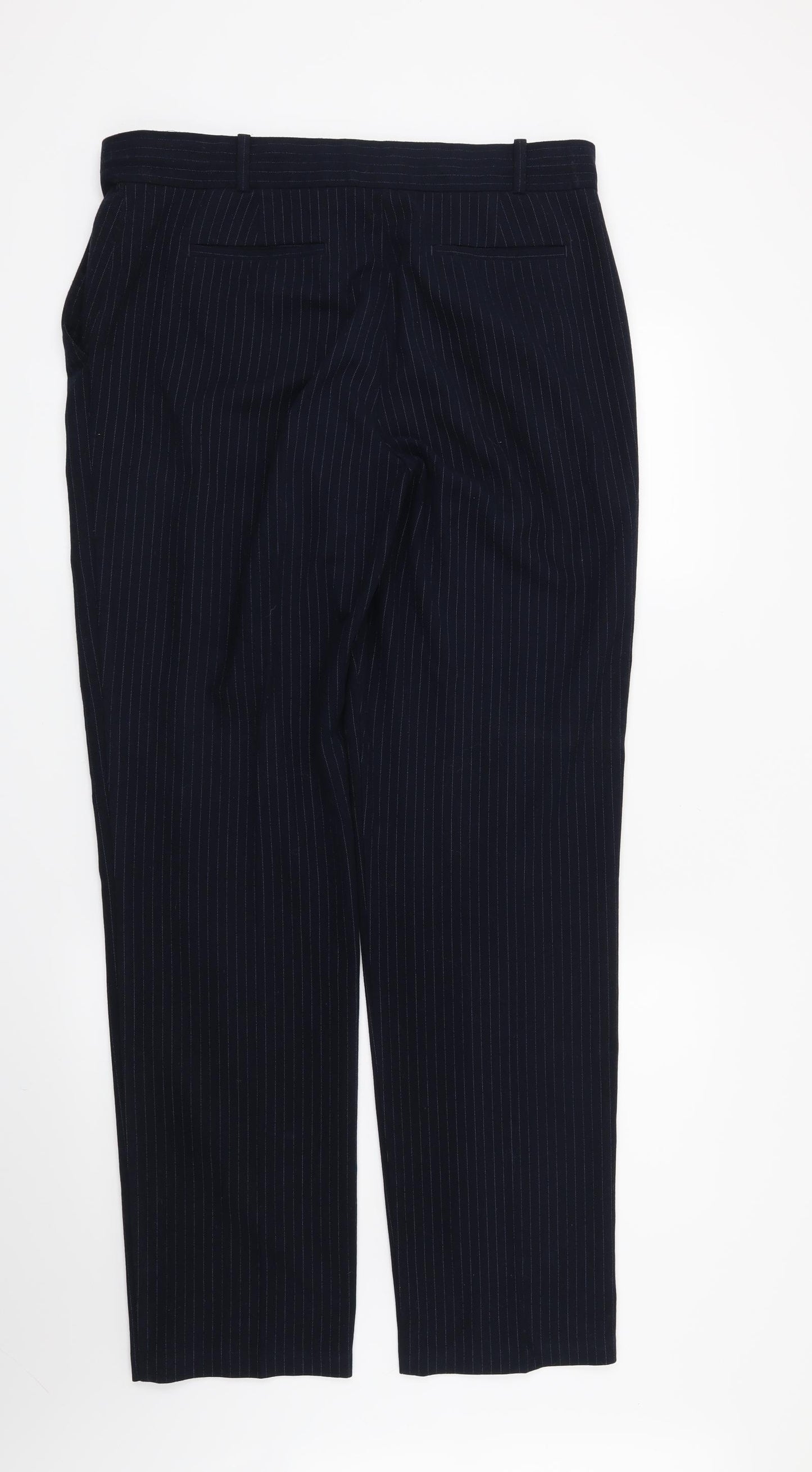 Marks and Spencer Womens Blue Striped  Trousers  Size 14 L31 in