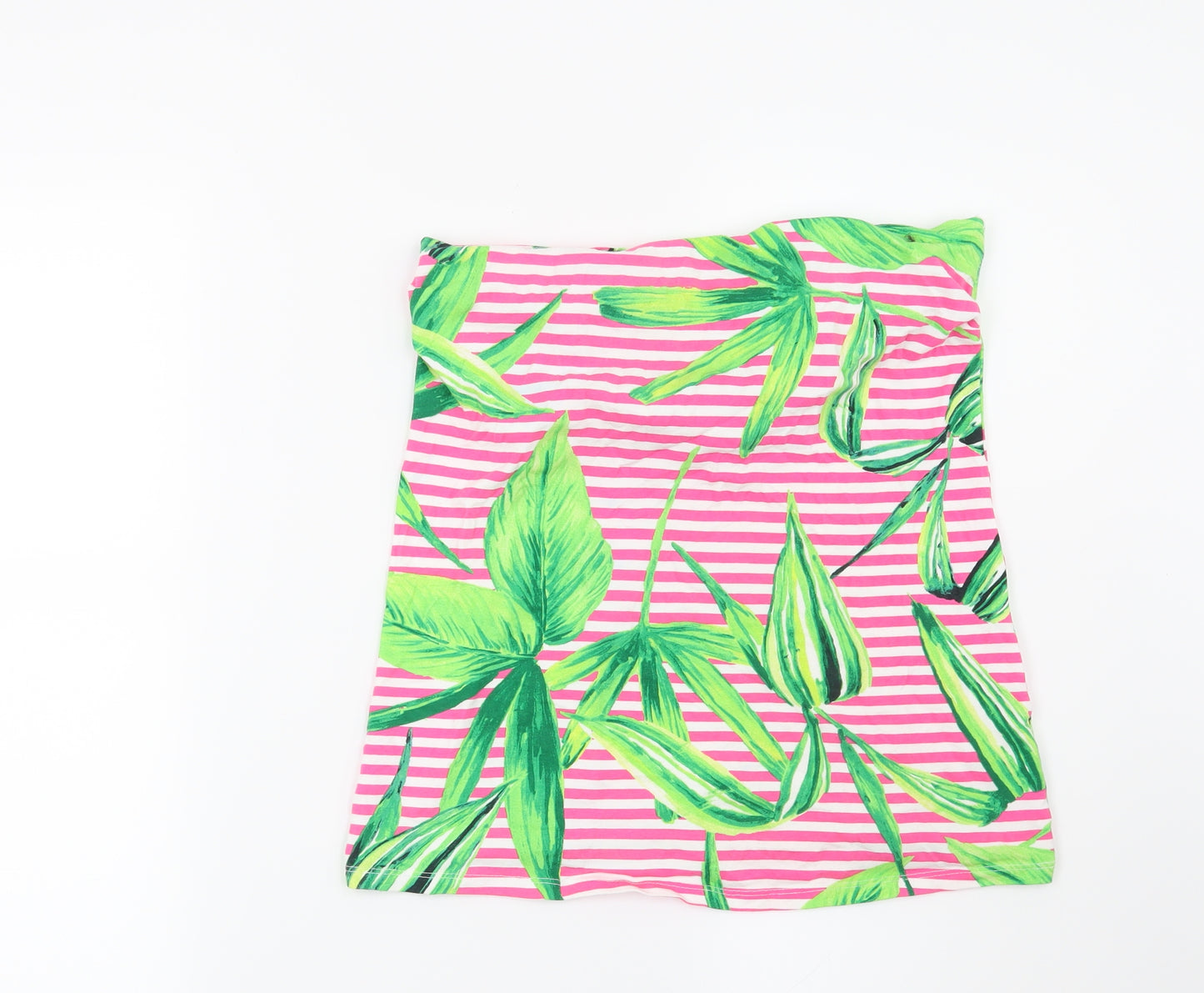 Papaya Womens Pink Striped  Basic T-Shirt Size 12  - leaf print