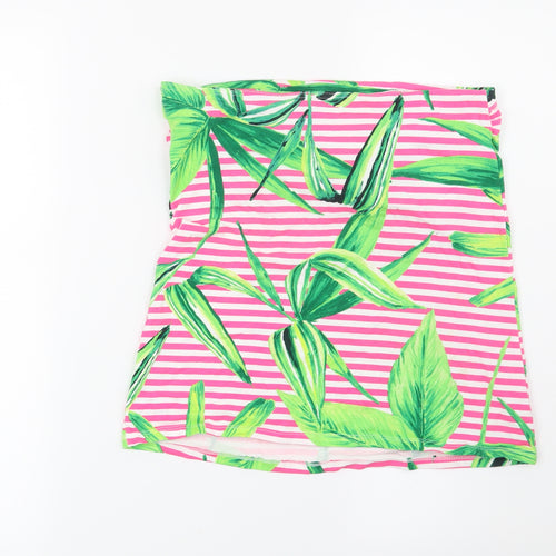 Papaya Womens Pink Striped  Basic T-Shirt Size 12  - leaf print