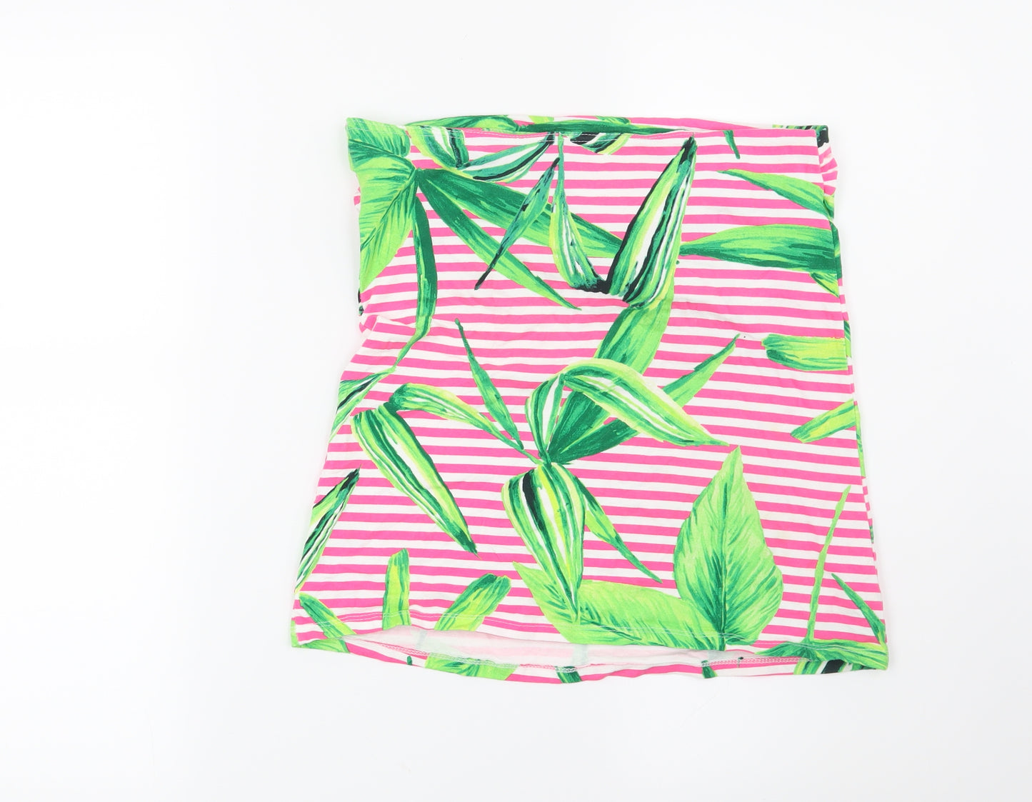 Papaya Womens Pink Striped  Basic T-Shirt Size 12  - leaf print