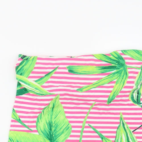 Papaya Womens Pink Striped  Basic T-Shirt Size 12  - leaf print