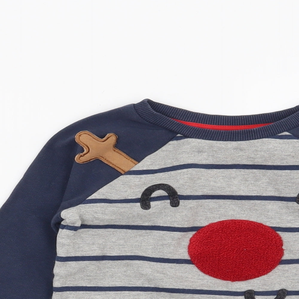George Boys Grey Striped  Pullover Sweatshirt Size 2-3 Years  - Christmas Reindeer