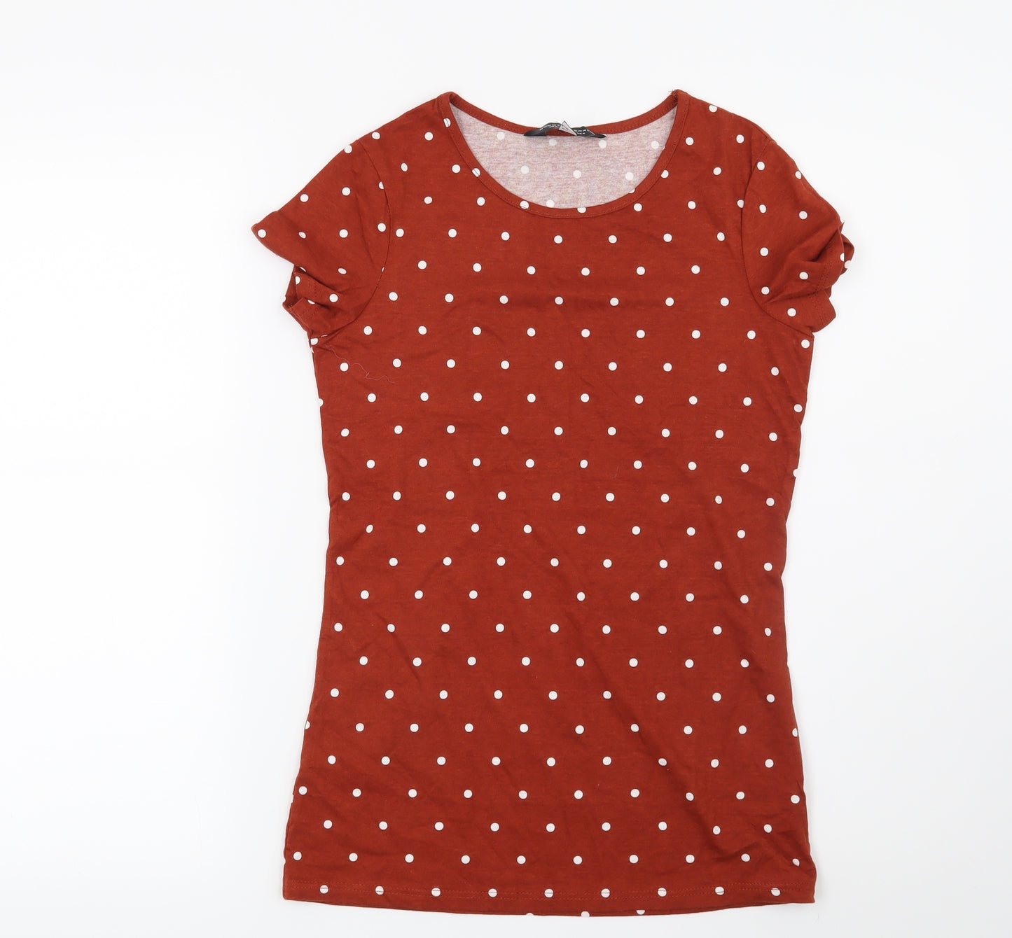 Dorothy Perkins Womens Brown Polka Dot  Basic T-Shirt Size 6