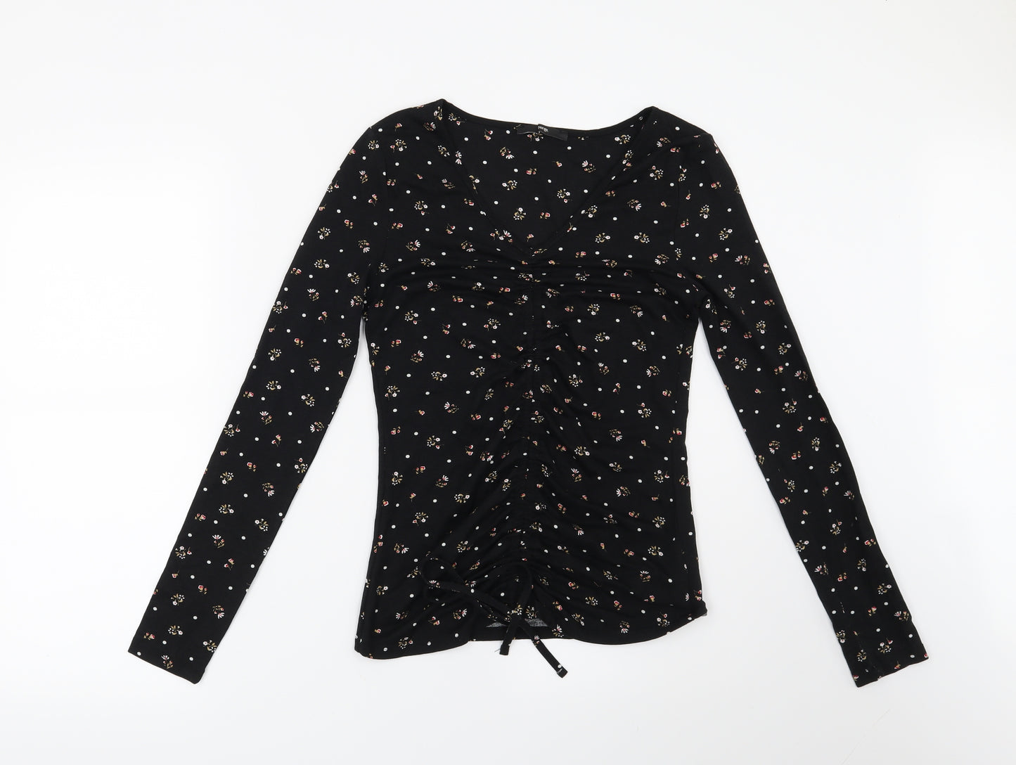 George Womens Black Floral  Basic Blouse Size 10