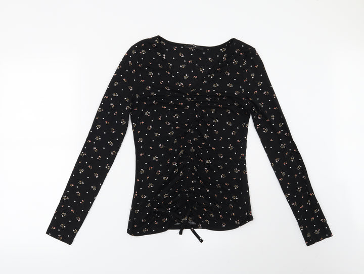 George Womens Black Floral  Basic Blouse Size 10