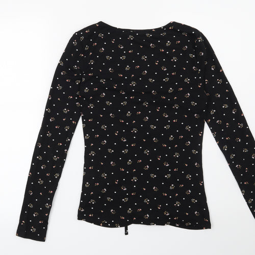 George Womens Black Floral  Basic Blouse Size 10