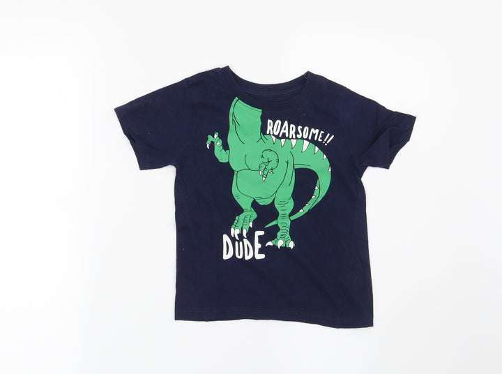 Primark Boys Blue Basic T-Shirt Size 2-3 Years - Dinosaur