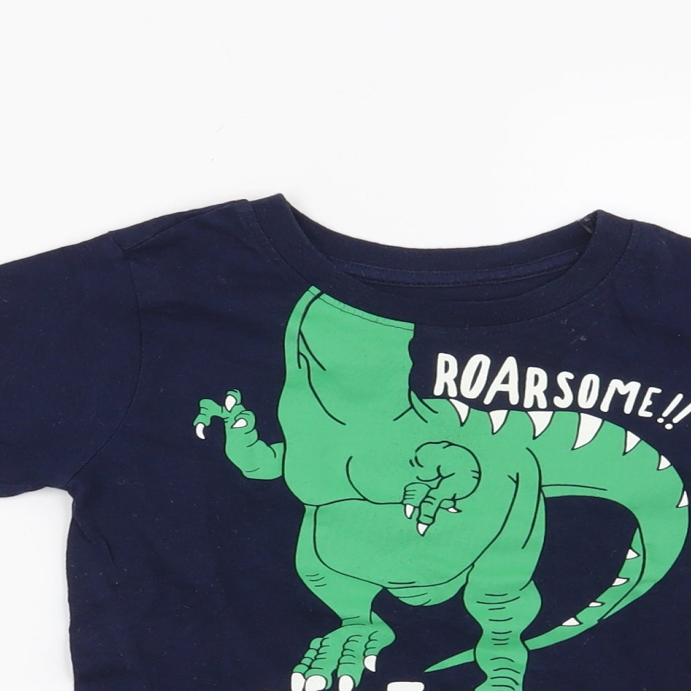 Primark Boys Blue   Basic T-Shirt Size 2-3 Years  - Dinosaur