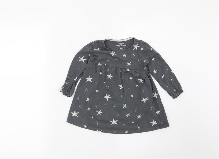 F&F Girls Grey T-Shirt Dress Size 12-18 Months - Stars