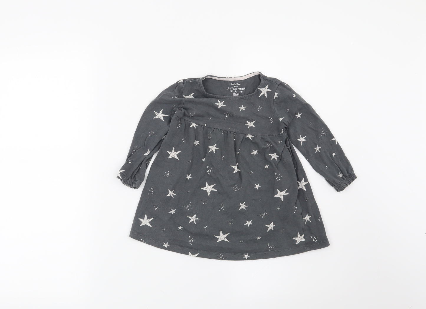 F&F Girls Grey   T-Shirt Dress  Size 12-18 Months  - Stars