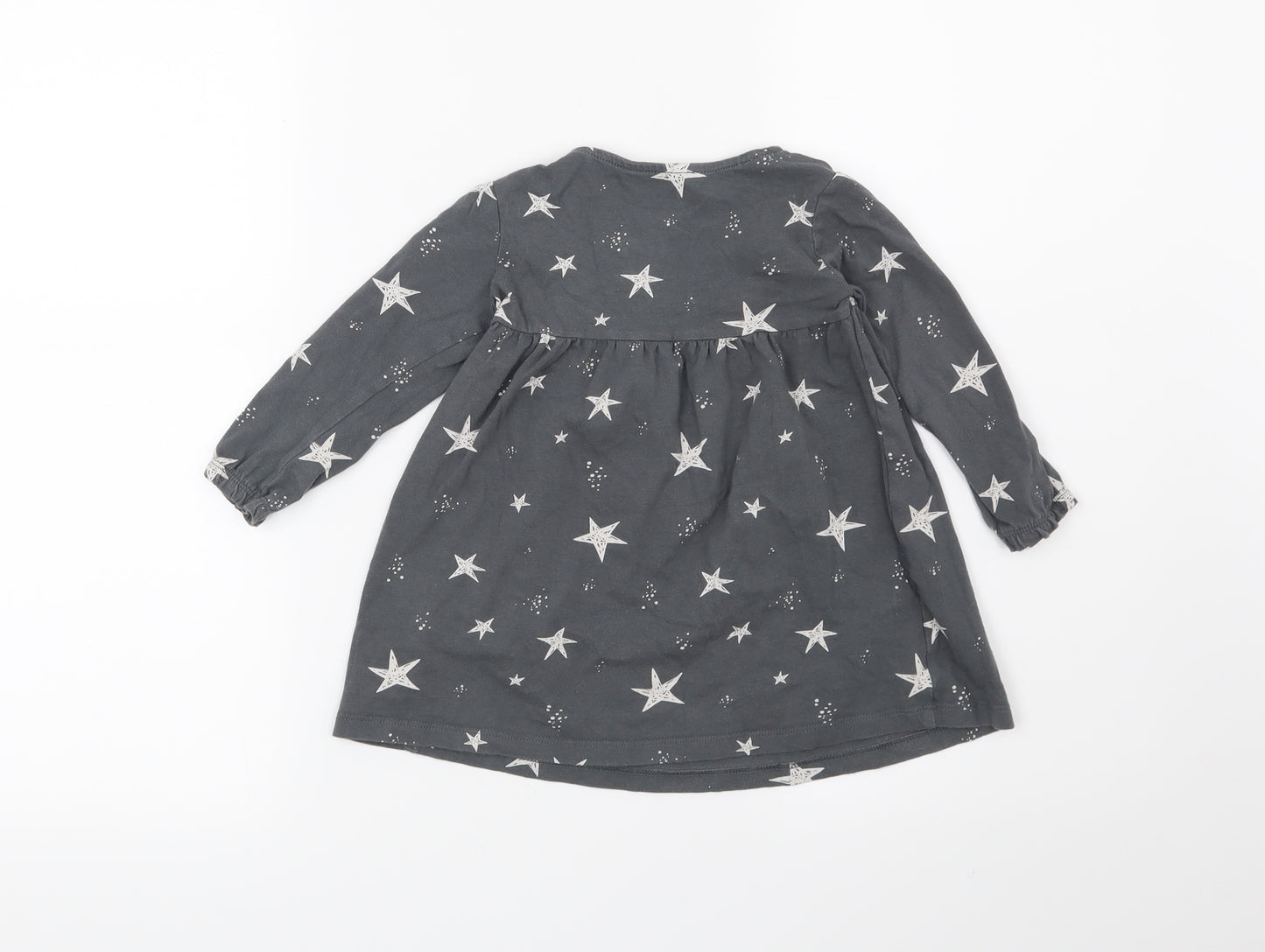 F&F Girls Grey   T-Shirt Dress  Size 12-18 Months  - Stars