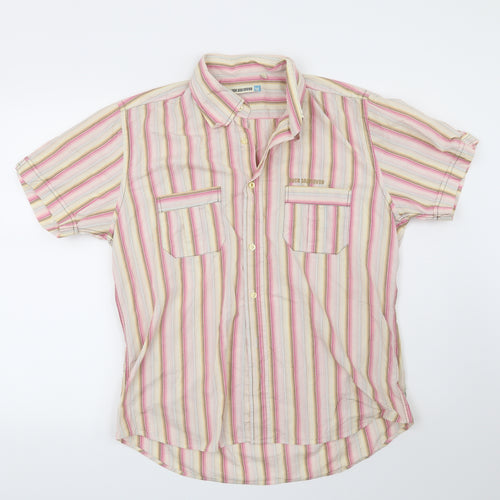 Duck and Cover Mens Pink Striped   Button-Up Size L