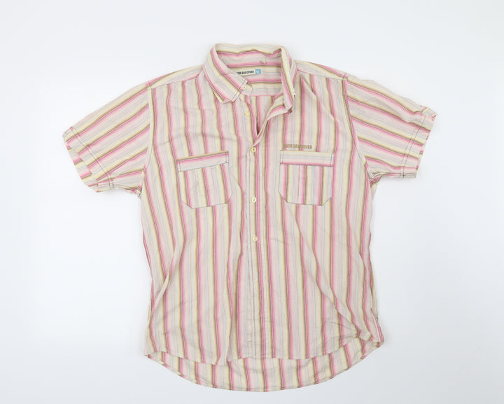 Duck and Cover Mens Pink Striped   Button-Up Size L