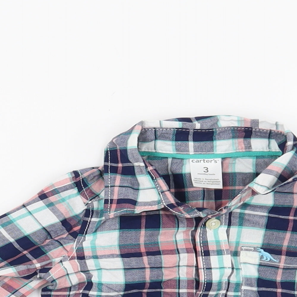 Carters Boys Blue Check  Basic Button-Up Size 3-6 Months