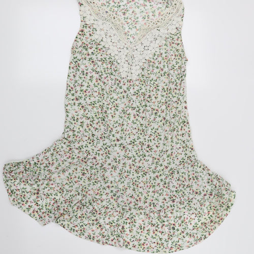 Warehouse Womens White Floral  T-Shirt Dress  Size 10