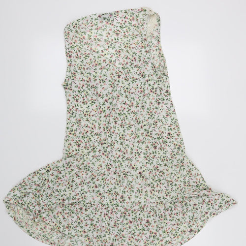 Warehouse Womens White Floral  T-Shirt Dress  Size 10