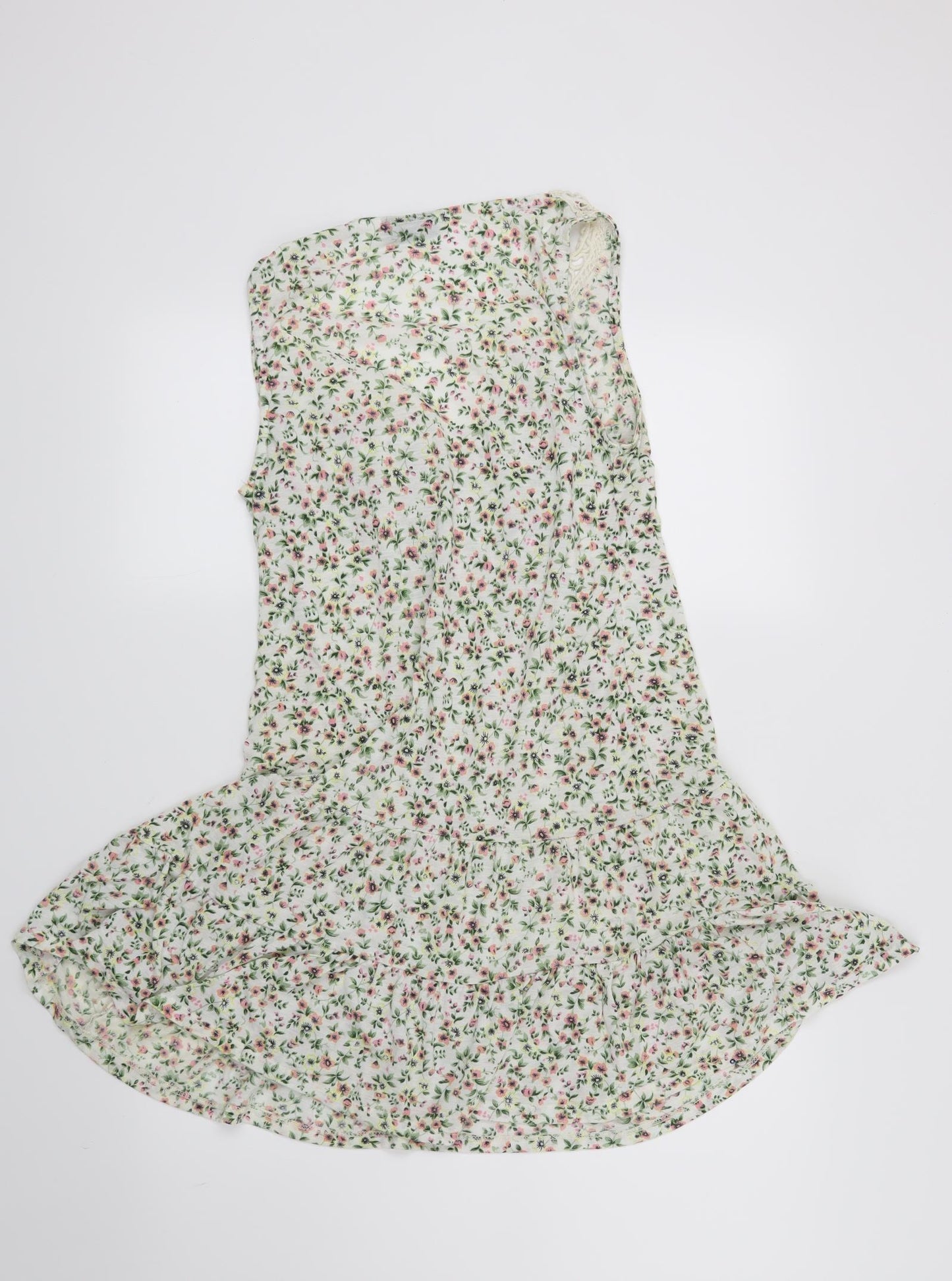 Warehouse Womens White Floral  T-Shirt Dress  Size 10