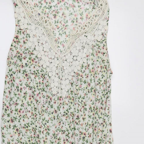 Warehouse Womens White Floral  T-Shirt Dress  Size 10