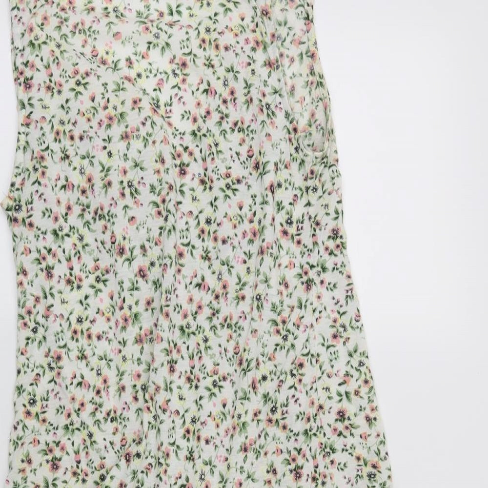 Warehouse Womens White Floral  T-Shirt Dress  Size 10