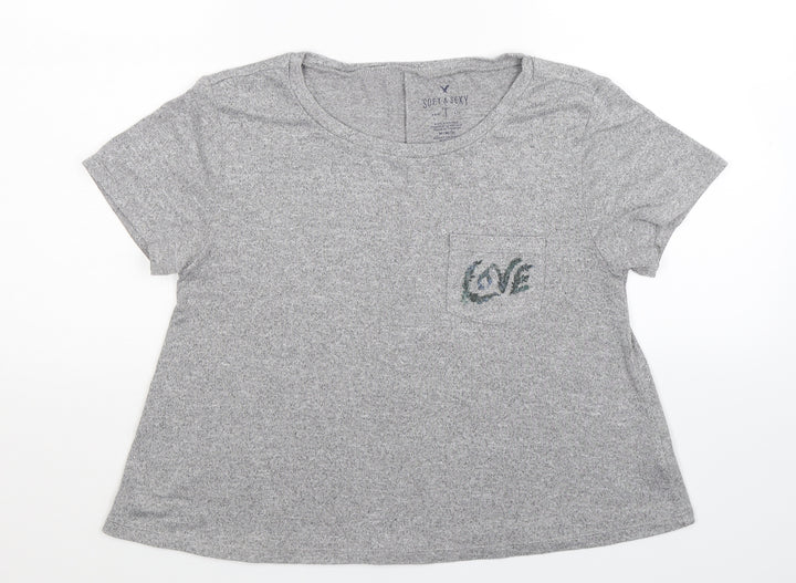 American Eagle Outfitters Womens Grey Basic T-Shirt Size M