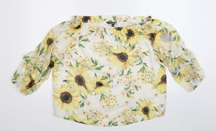 Bonmarché Womens White Floral  Basic Blouse Size 12