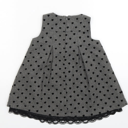 Dunnes Stores Girls Grey Polka Dot  Fit & Flare  Size 6-9 Months