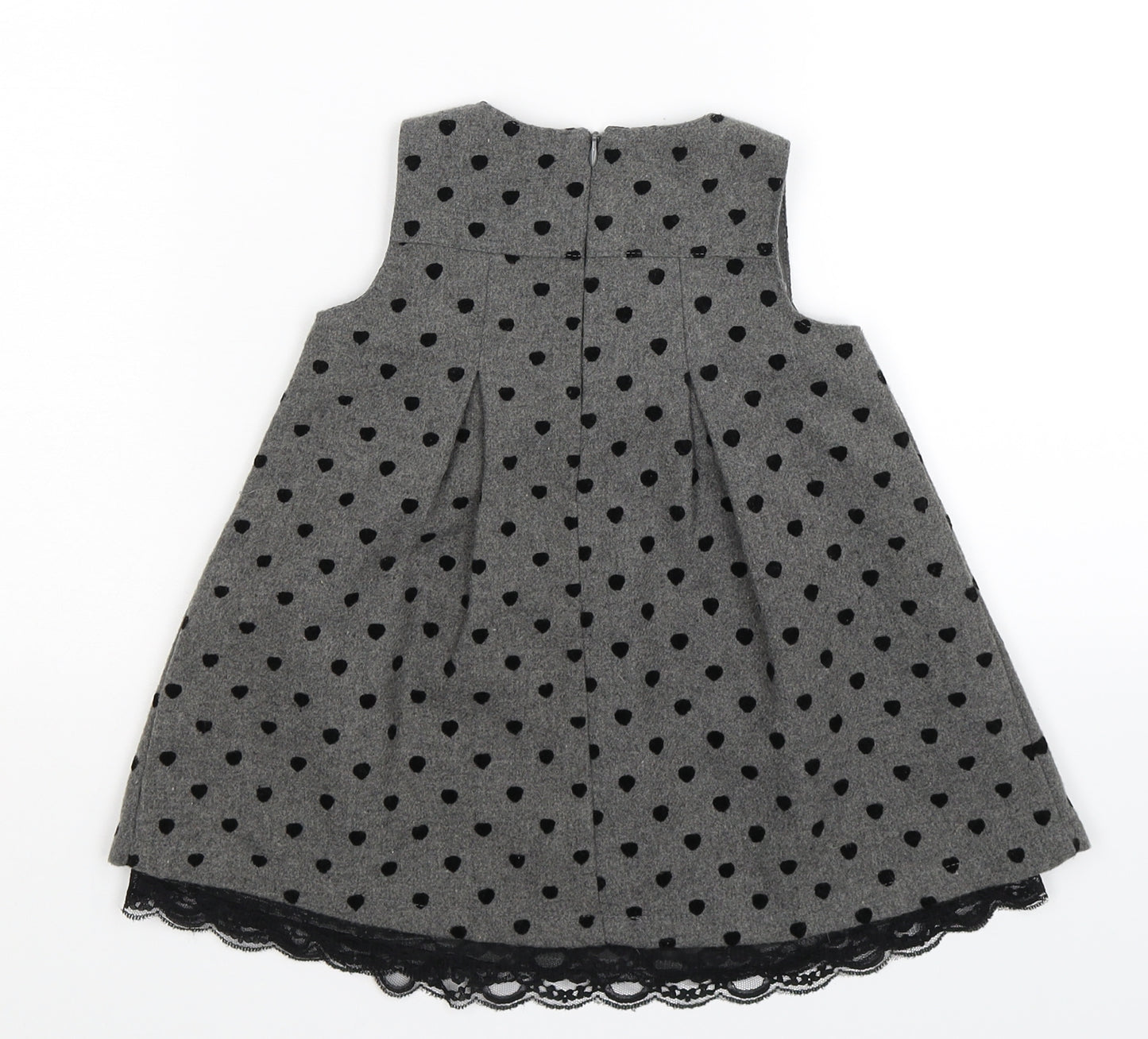 Dunnes Stores Girls Grey Polka Dot  Fit & Flare  Size 6-9 Months