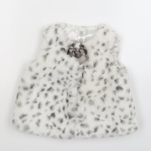 Little Me Baby White Animal Print  Gilet Jacket Size 12 Months