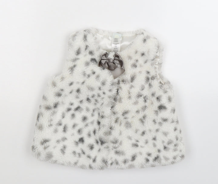 Little Me Baby White Animal Print  Gilet Jacket Size 12 Months