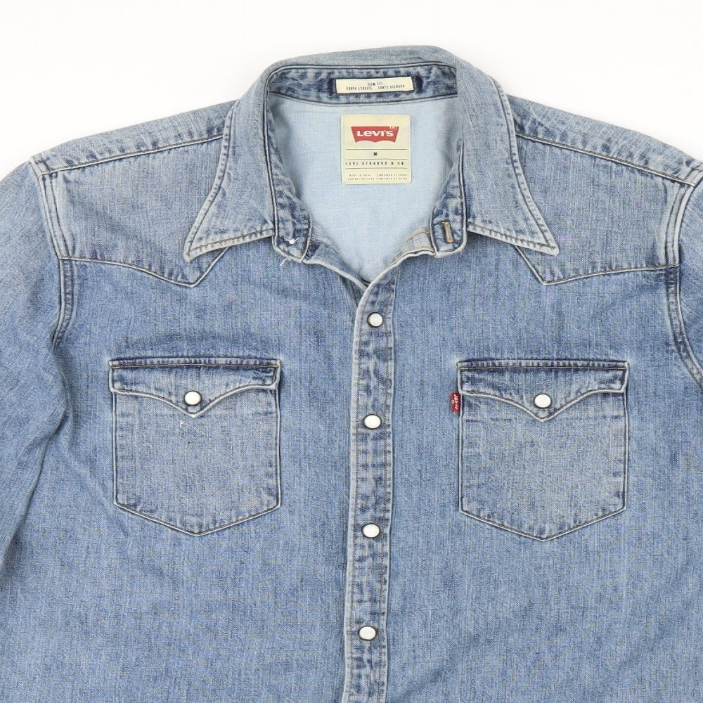 LEVIS Mens Blue    Button-Up Size M