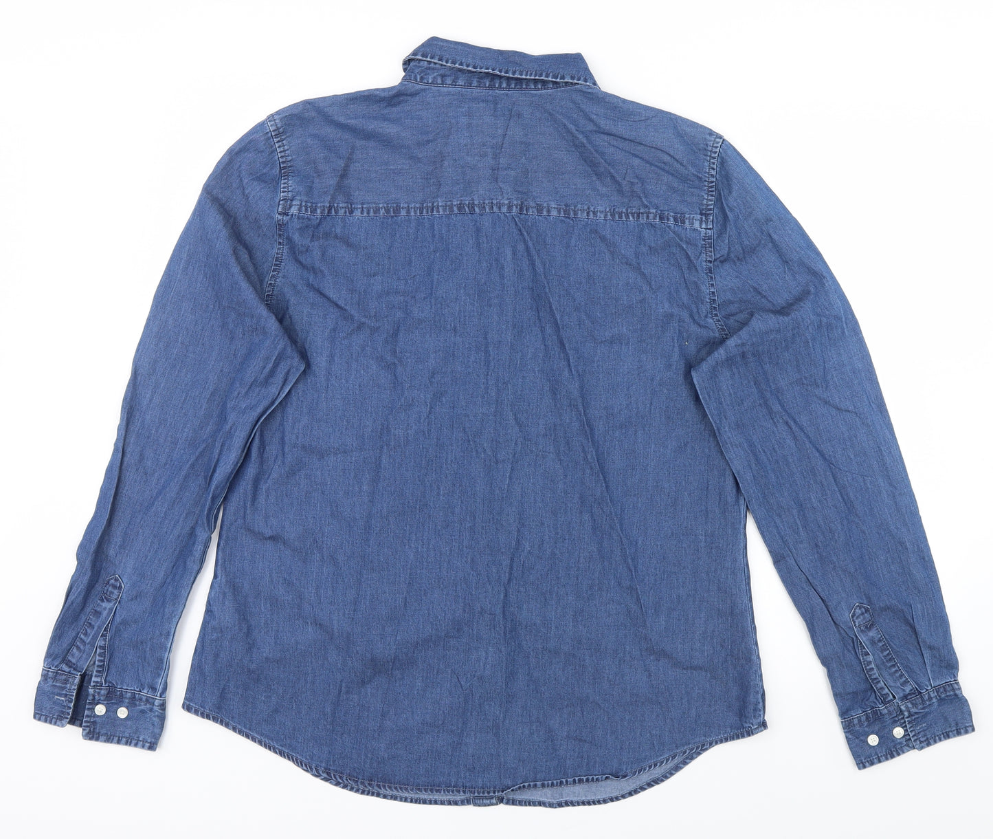 Denim Co. Womens Blue   Basic Button-Up Size 16