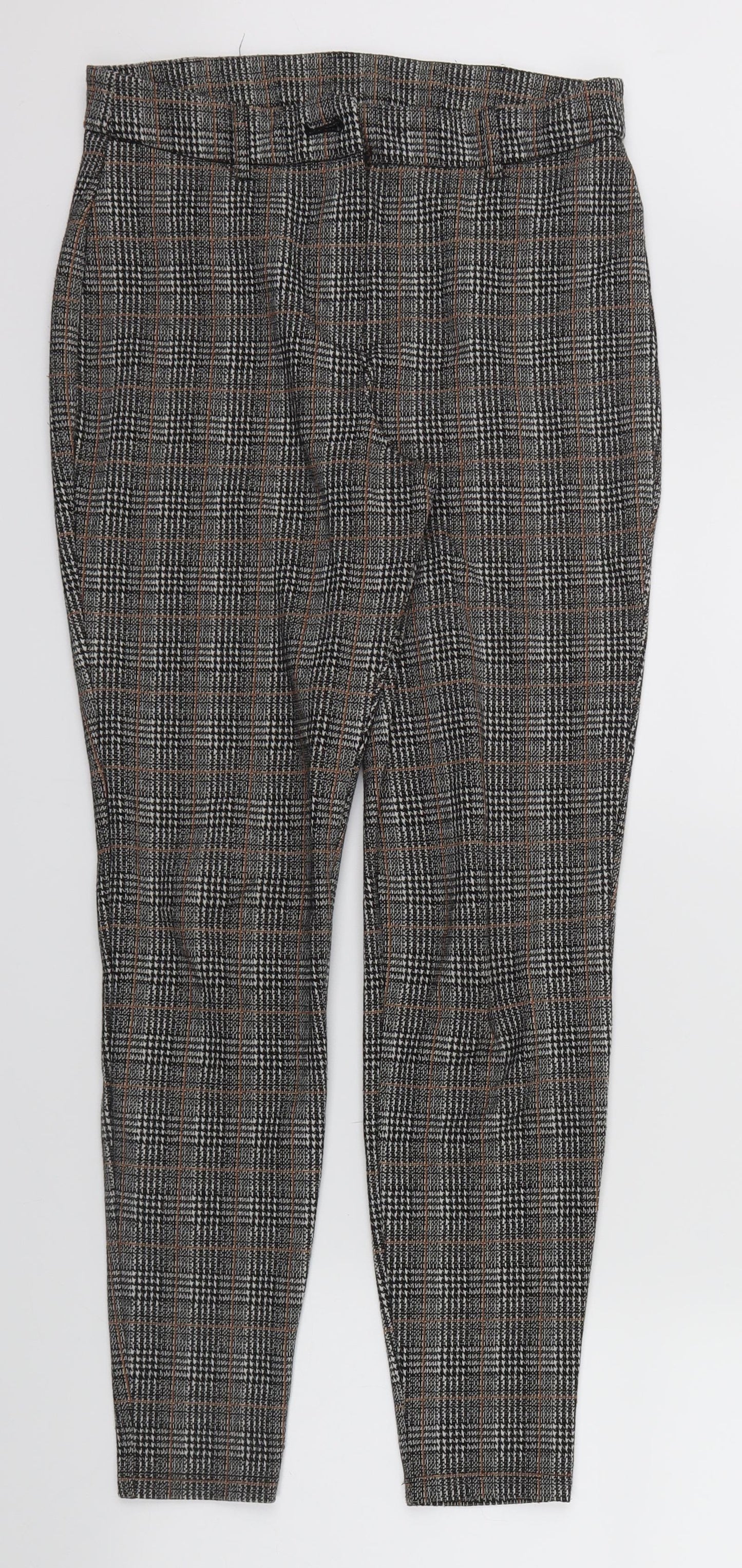 Dorothy Perkins Womens Brown Check  Capri Trousers Size 10 L26 in