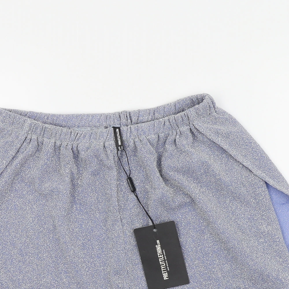 PRETTYLITTLETHING Womens Blue   Hot Pants Shorts Size M - Glitter